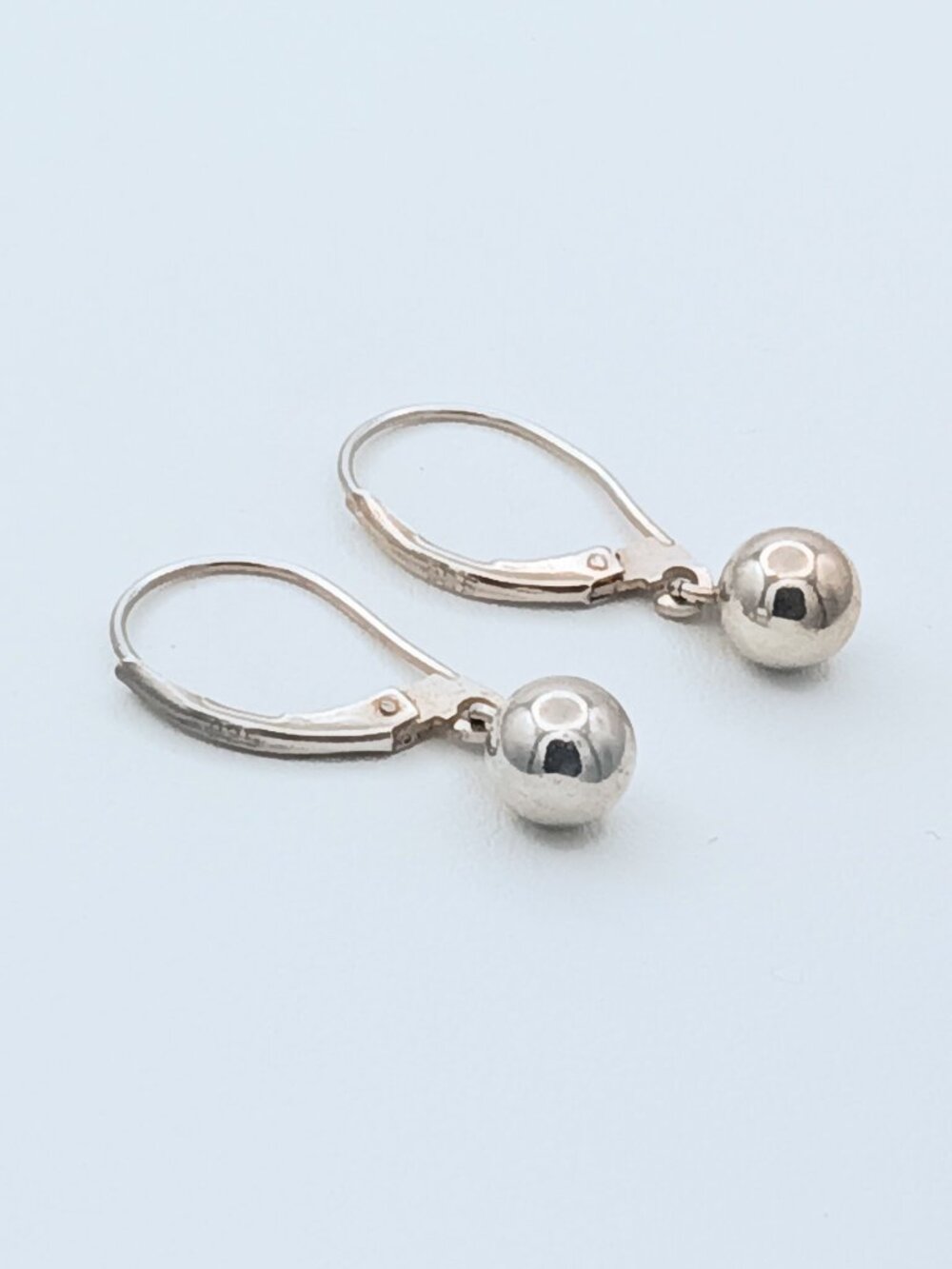 Vintage 925 Sterling Silver Ball Dangle Drop Lever Back Earrings